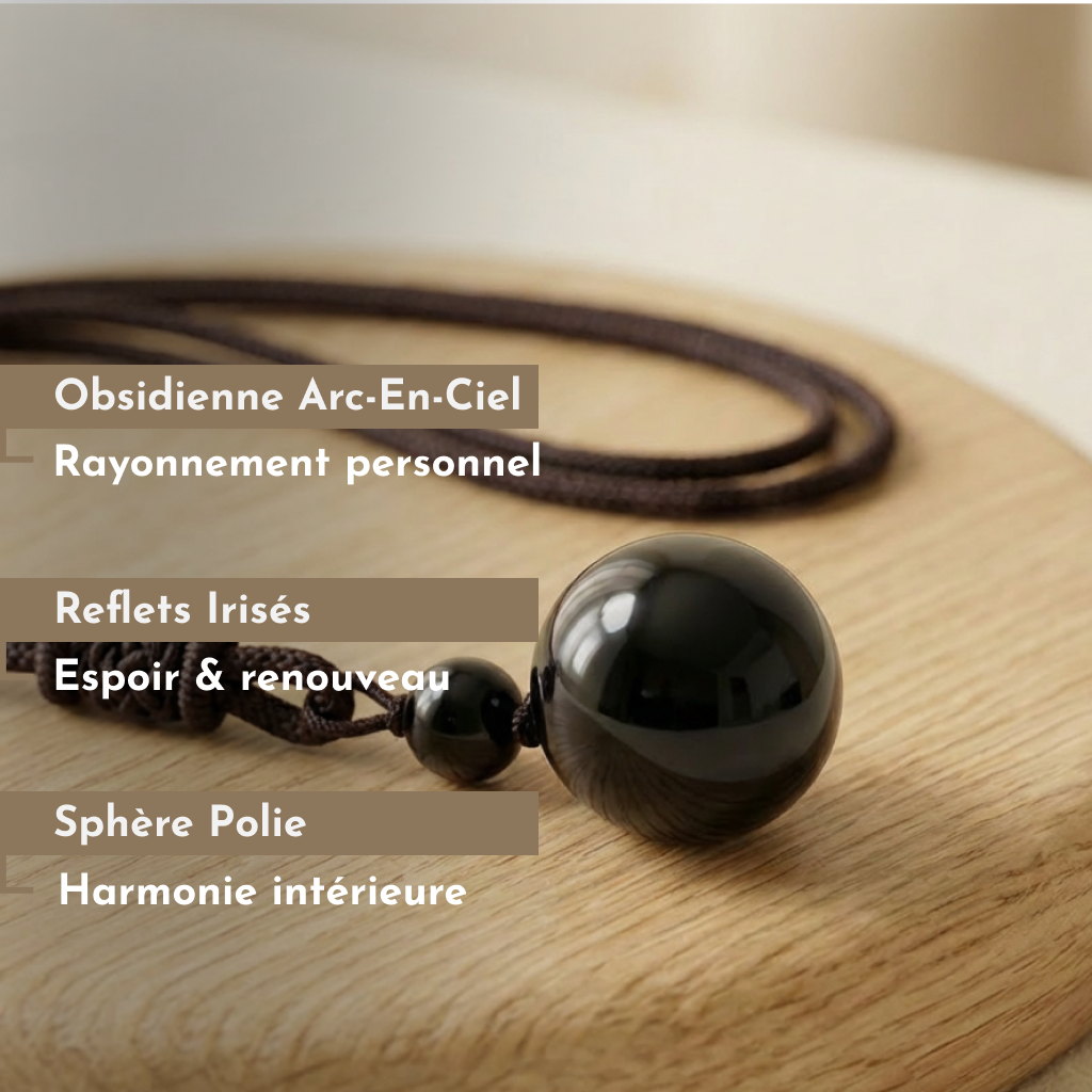 Collier Boule Obsidienne Arc-en-Ciel