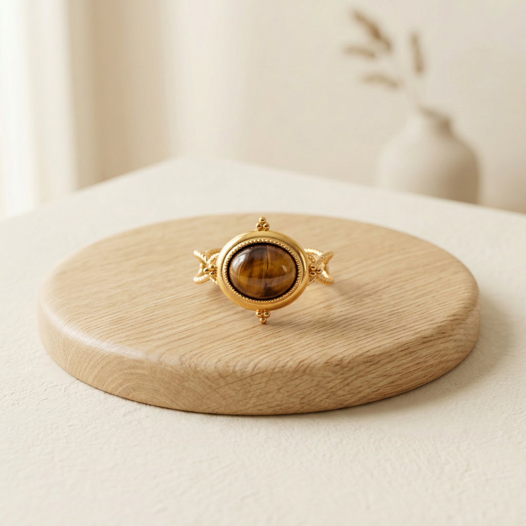 Bague Médina Dorée Œil de Tigre