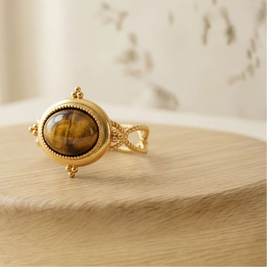 Bague Médina Dorée Œil de Tigre