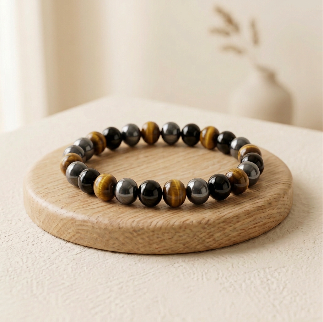 Bracelet Protection Obsidienne Hématite Oeil de Tigre