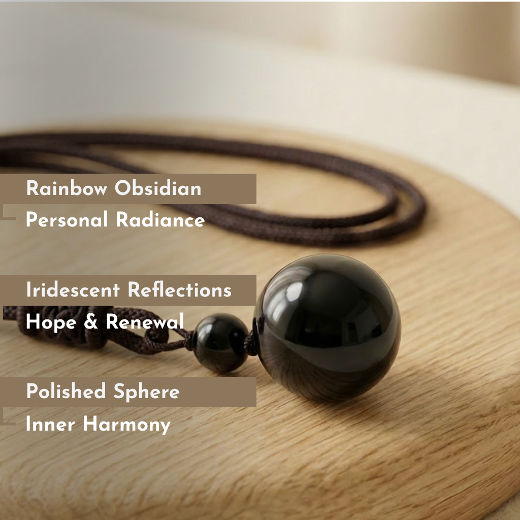 Rainbow Obsidian Ball Necklace