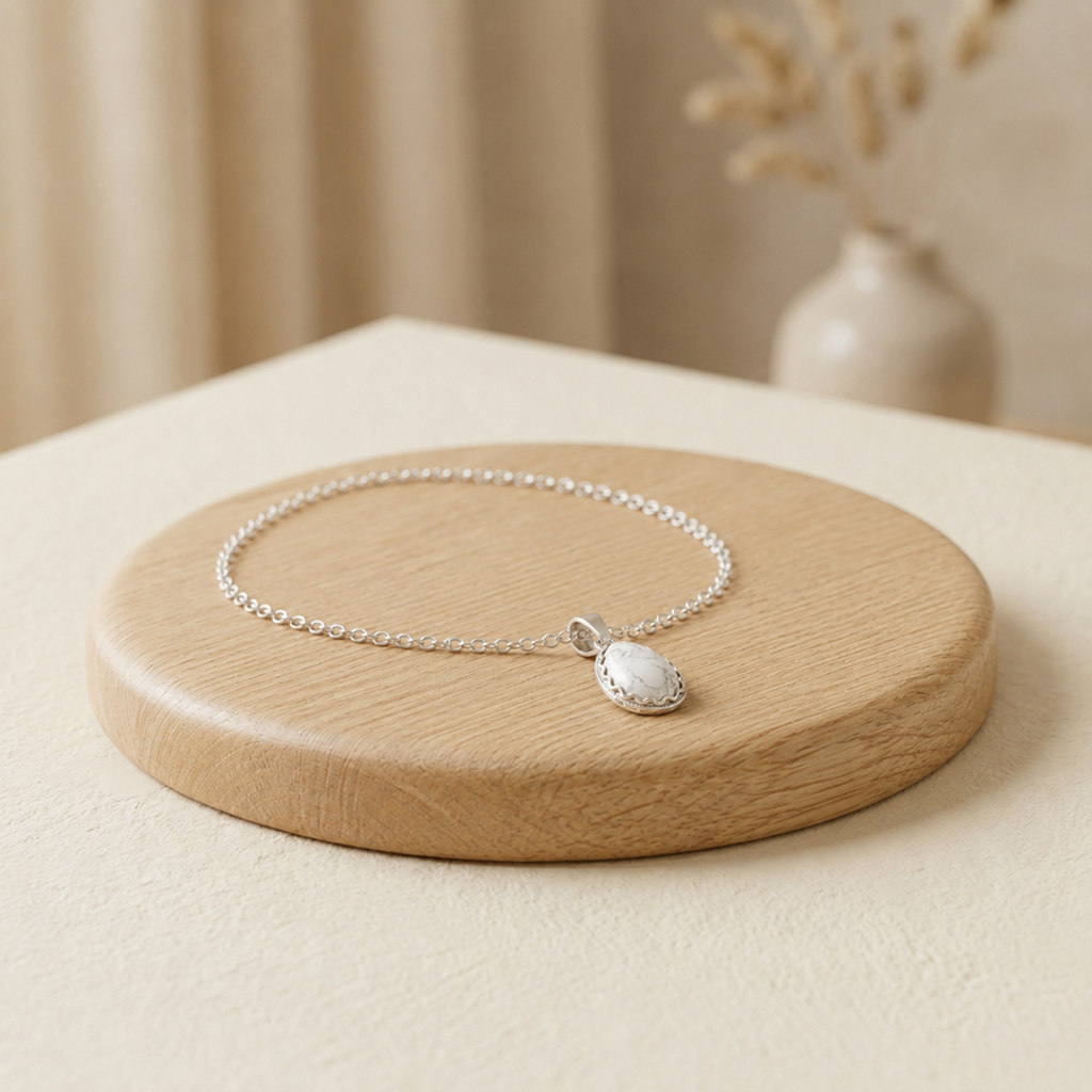 Howlite Teardrop Pendant Necklace